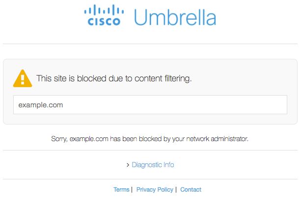cisco umbrella block screen