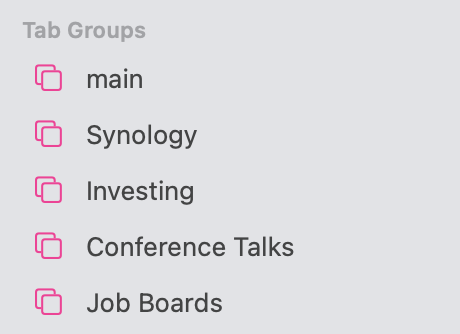 Safari tab groups with the &ldquo;main&rdquo; tab group