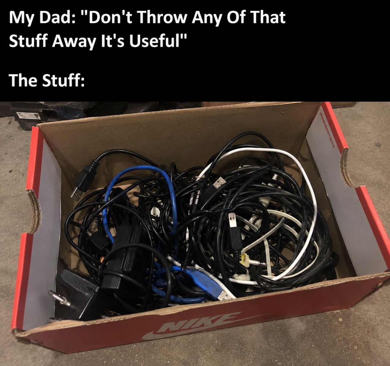A meme about keeping useful stuff because it might be useful someday