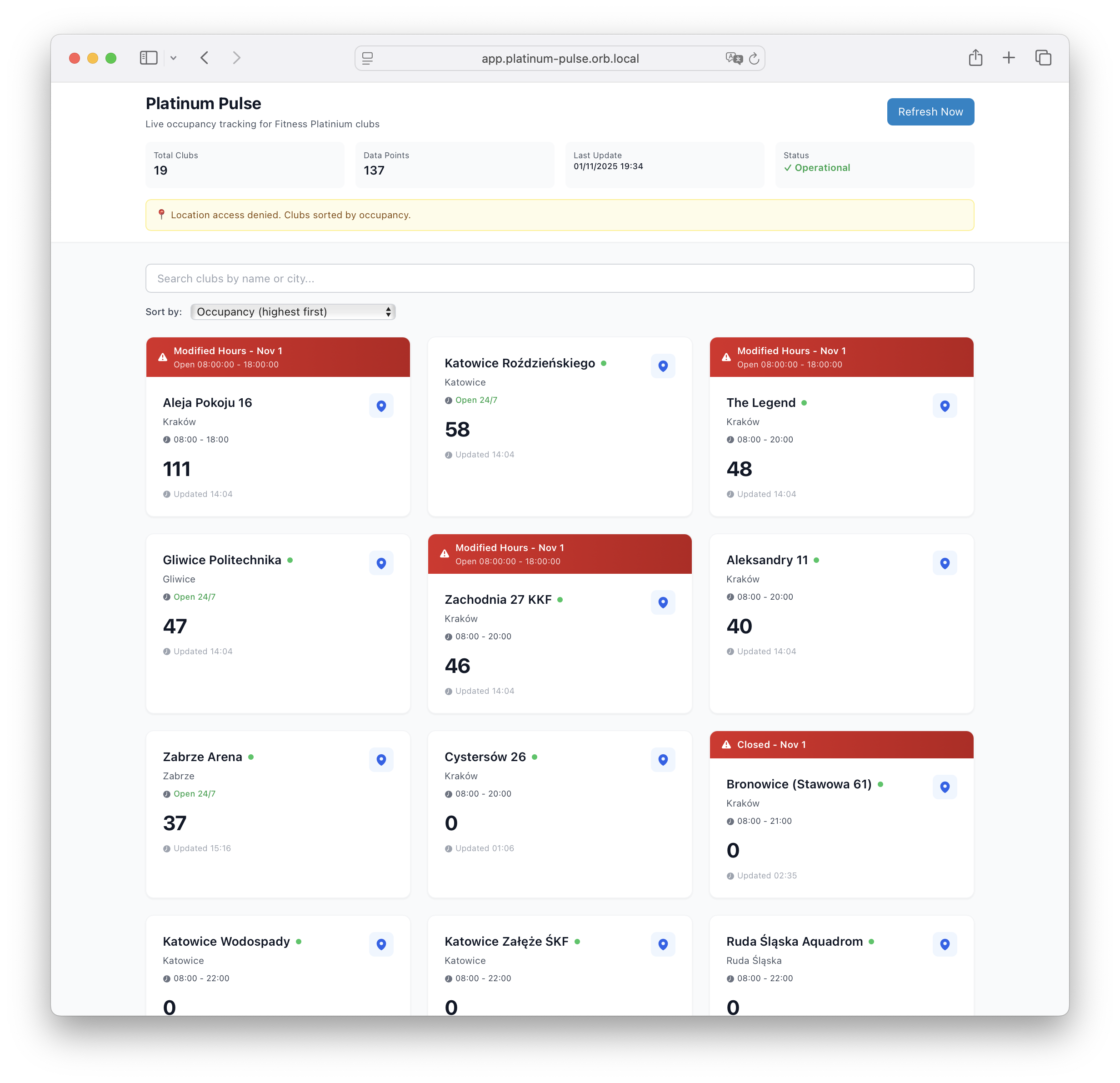 screenshot showing platinum pulse dashboard